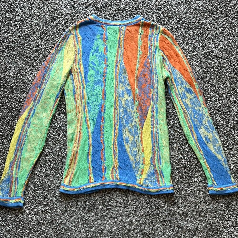 Zava Colorful Long Sleeve Top Womens Medium Boho Festival Coogi Retro Pullover - Picture 4 of 8